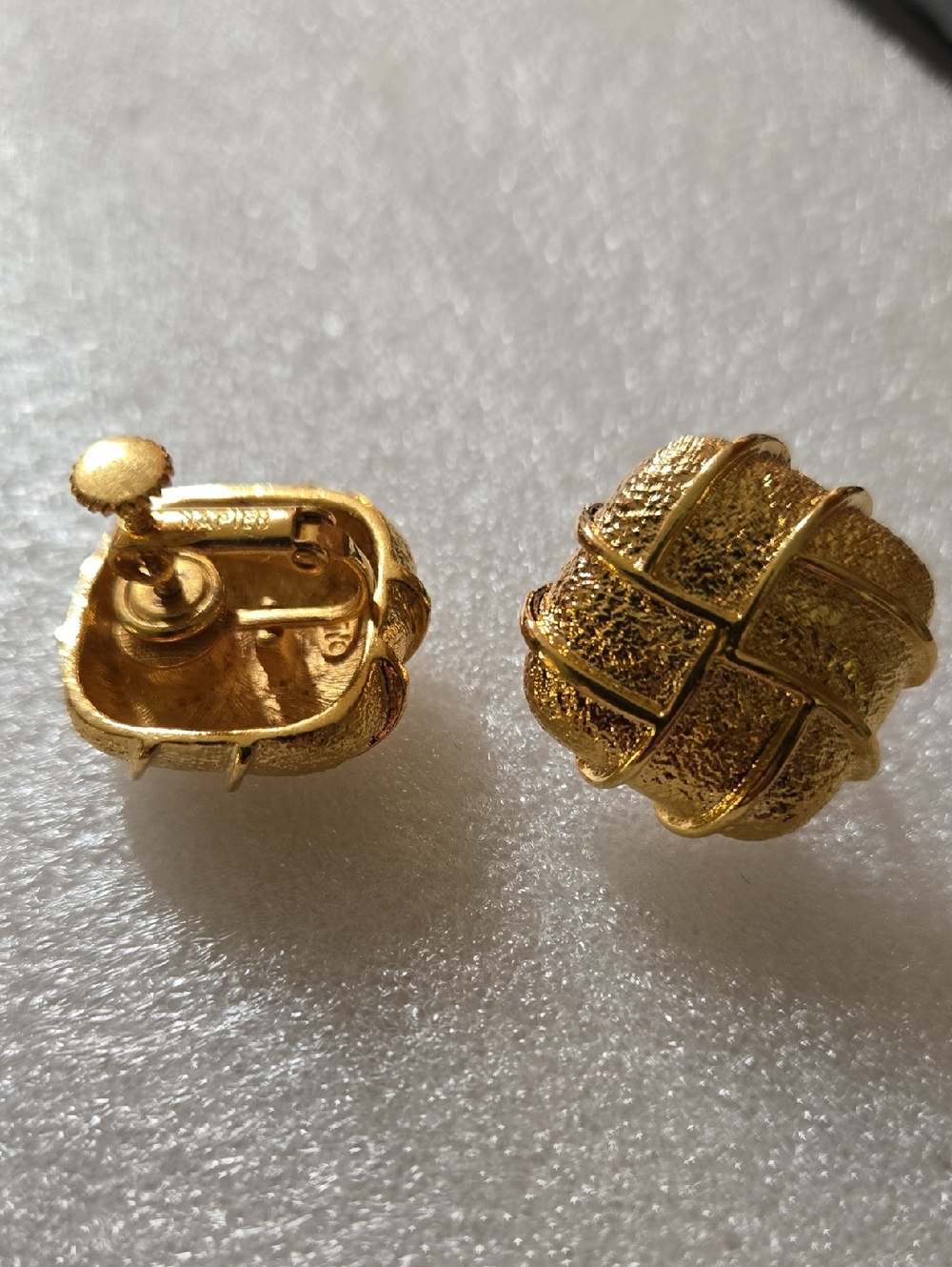 Napier Gold Woven Textured Clip-On Earrings - Picture 6 of 6